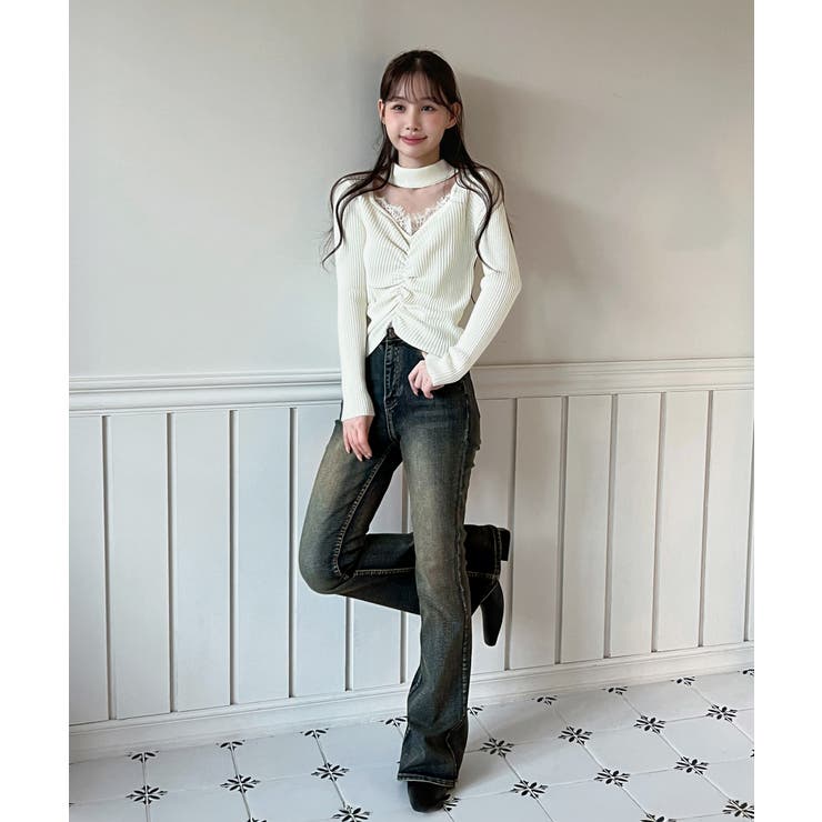 レースシャーリングニットトップス 2025 AW | by muni:r | 詳細画像5 