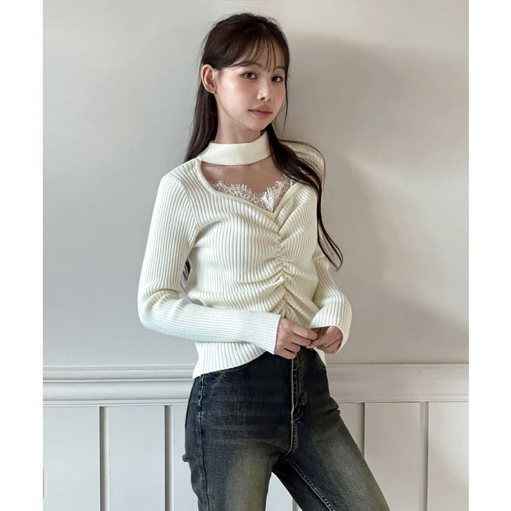 レースシャーリングニットトップス 2025 AW | by muni:r | 詳細画像6 