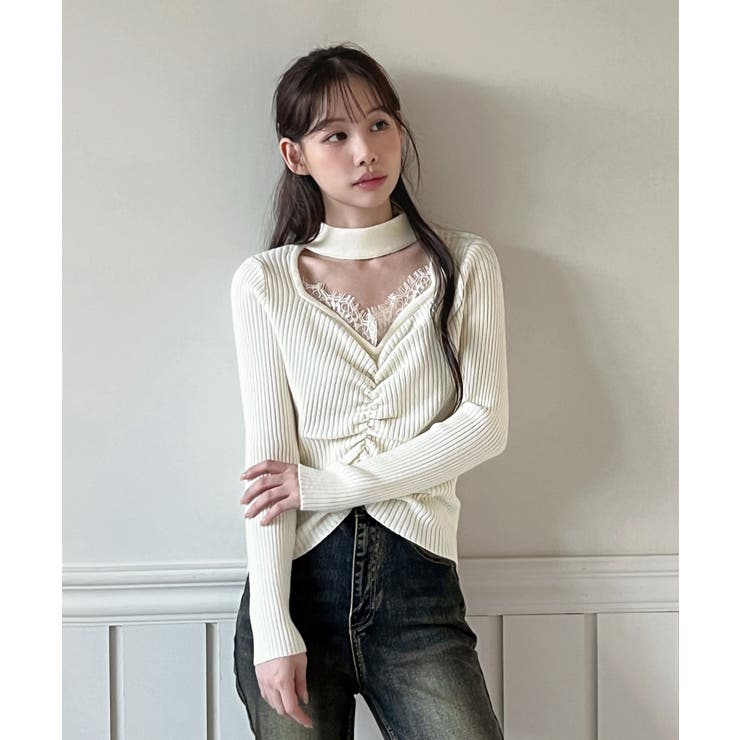 レースシャーリングニットトップス 2025 AW | by muni:r | 詳細画像7 