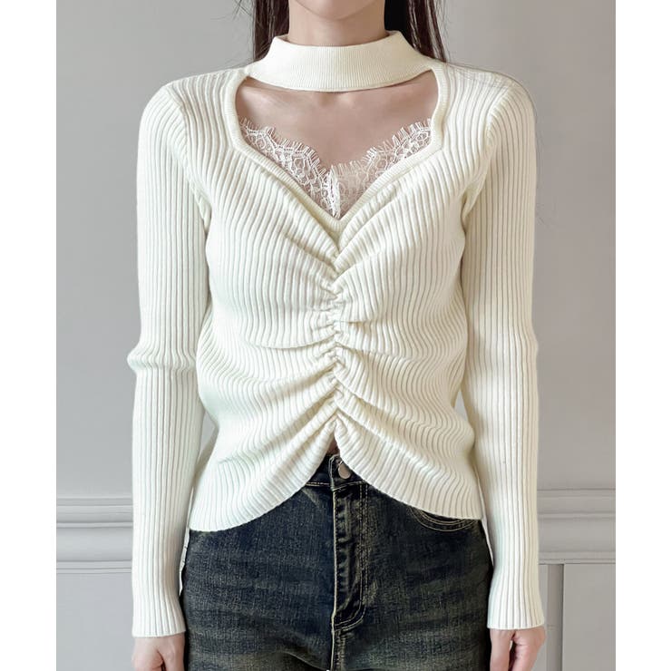 レースシャーリングニットトップス 2025 AW | by muni:r | 詳細画像8 