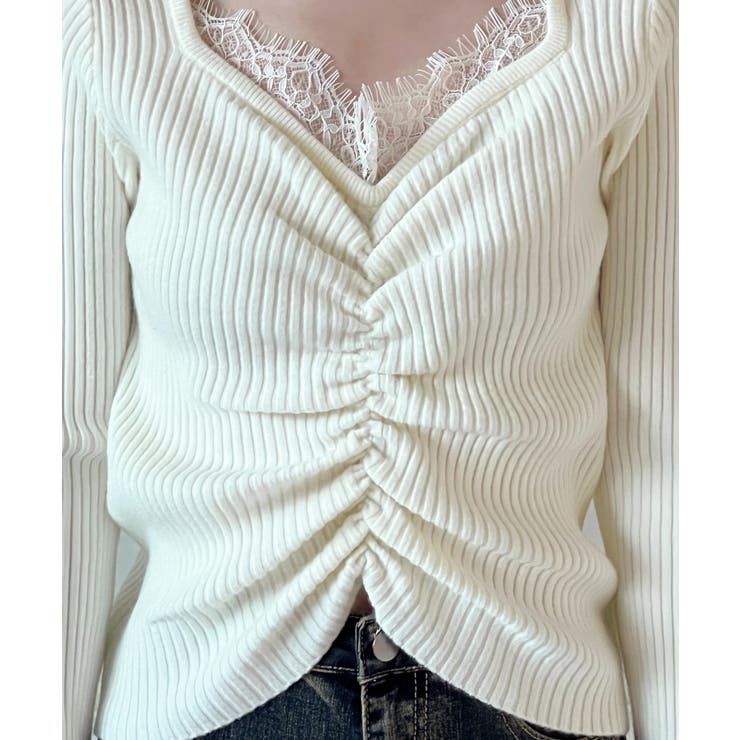 レースシャーリングニットトップス 2025 AW | by muni:r | 詳細画像9 