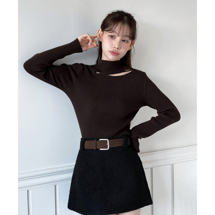 カットアウトスリムフィットニットカットソー 2025 AW | by muni:r | 詳細画像15 