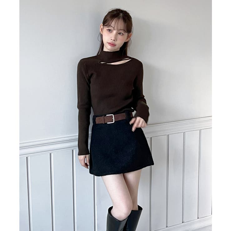 カットアウトスリムフィットニットカットソー 2025 AW | by muni:r | 詳細画像16 