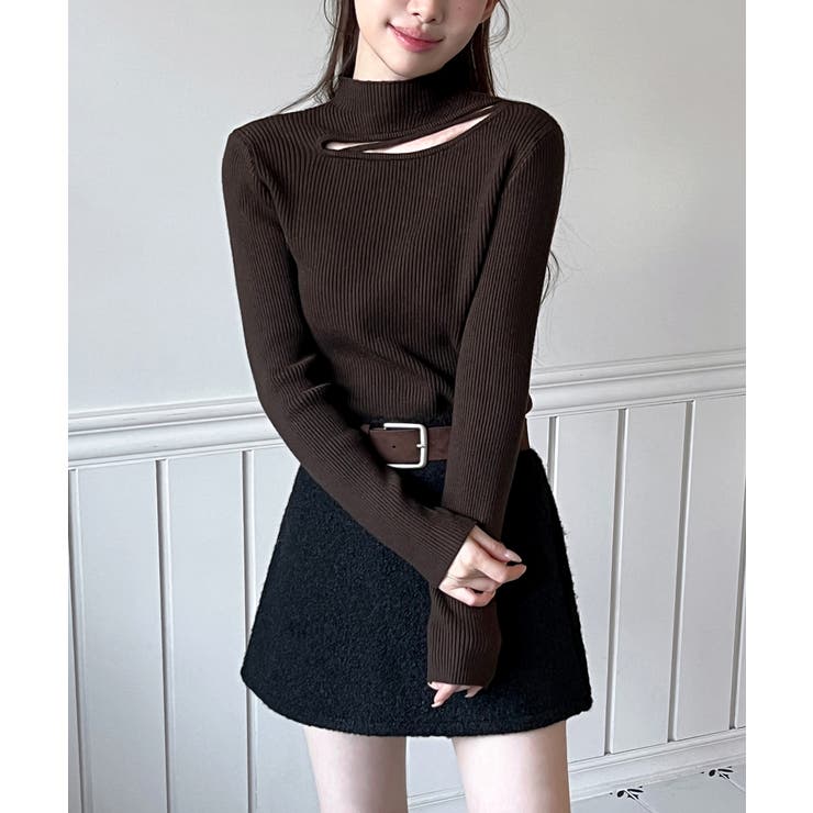 カットアウトスリムフィットニットカットソー 2025 AW | by muni:r | 詳細画像18 