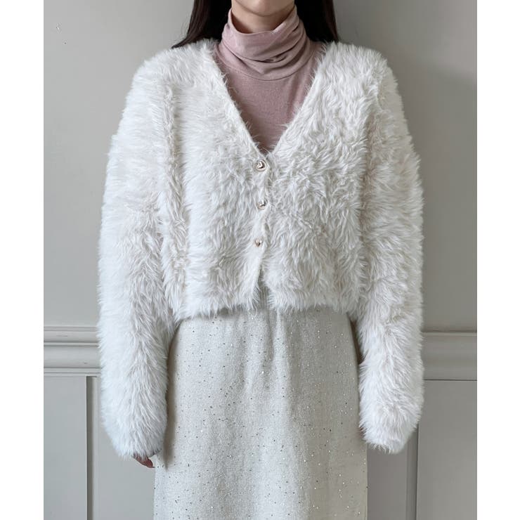 ハートキュービック ファー ニットカーディガン | by muni:r | 詳細画像10 