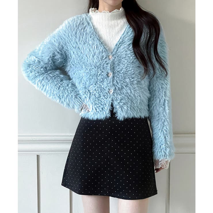 ハートキュービック ファー ニットカーディガン | by muni:r | 詳細画像18 