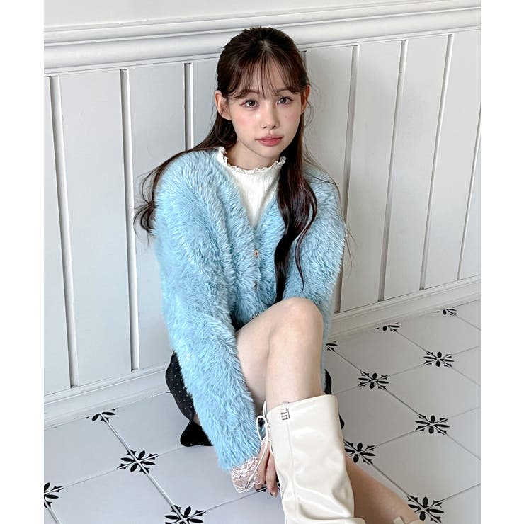 ハートキュービック ファー ニットカーディガン | by muni:r | 詳細画像22 