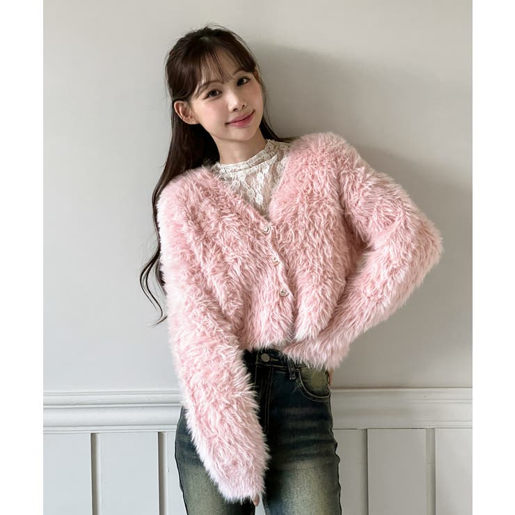 ハートキュービック ファー ニットカーディガン | by muni:r | 詳細画像23 