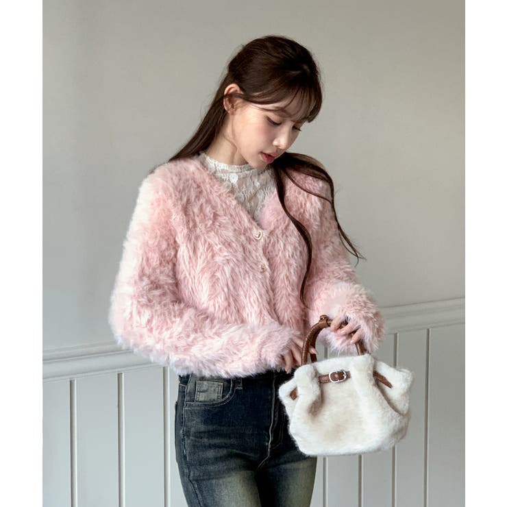 ハートキュービック ファー ニットカーディガン | by muni:r | 詳細画像26 