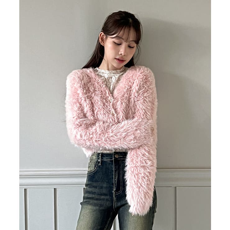 ハートキュービック ファー ニットカーディガン | by muni:r | 詳細画像29 