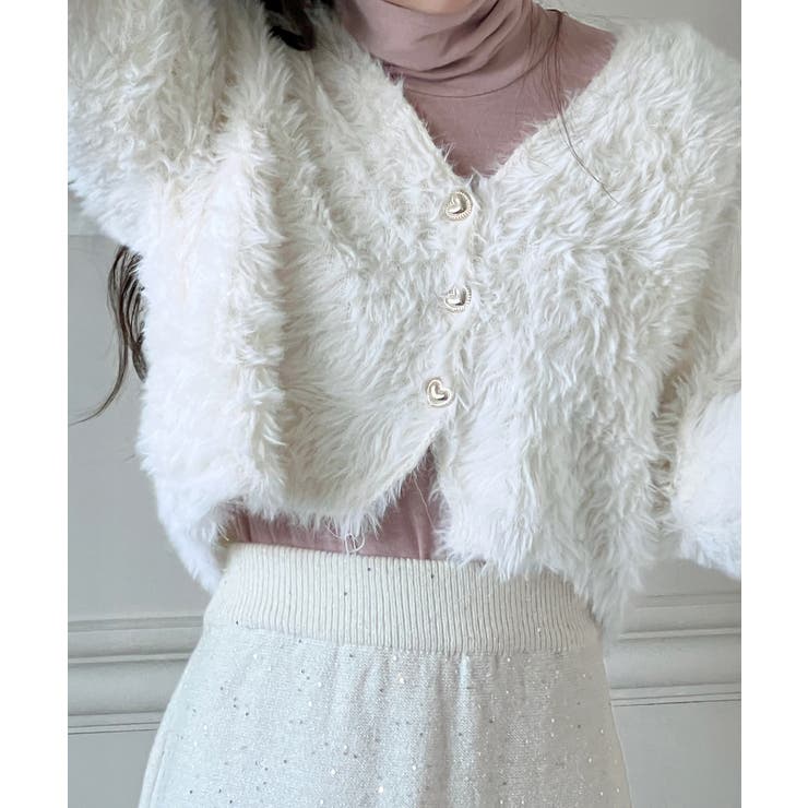 ハートキュービック ファー ニットカーディガン | by muni:r | 詳細画像3 