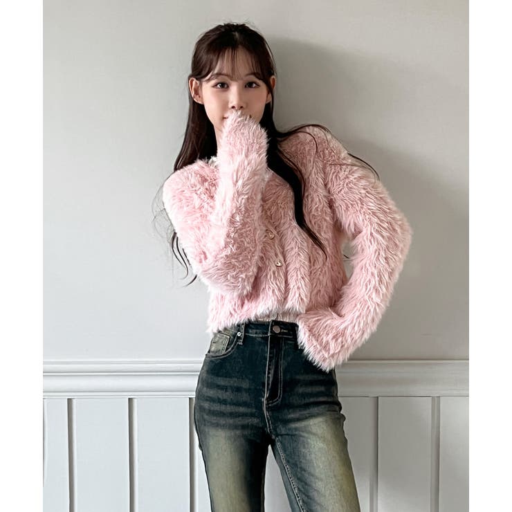 ハートキュービック ファー ニットカーディガン | by muni:r | 詳細画像31 