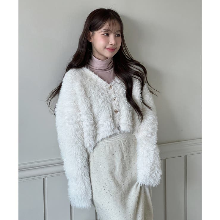 ハートキュービック ファー ニットカーディガン | by muni:r | 詳細画像4 