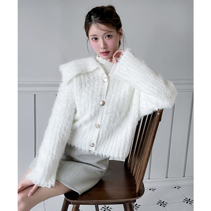 フラッフィーカラーボタンニットカーディガン 2025 AW | by muni:r | 詳細画像1 