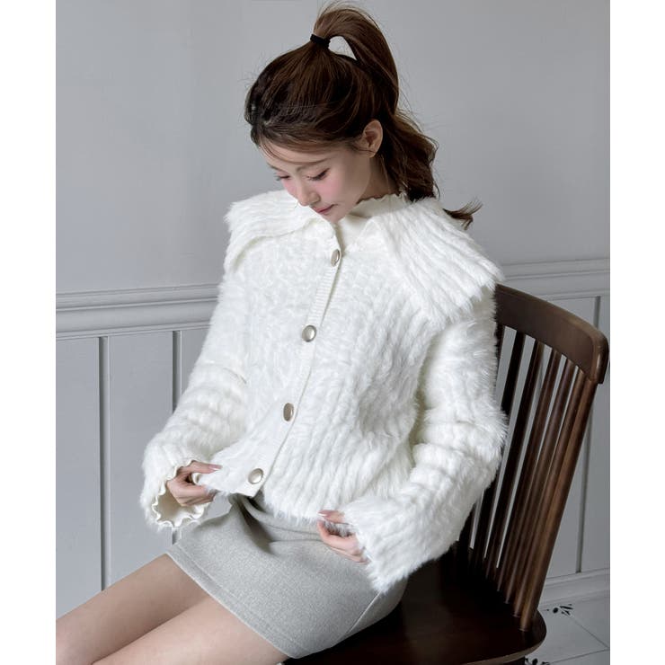 フラッフィーカラーボタンニットカーディガン 2025 AW | by muni:r | 詳細画像2 