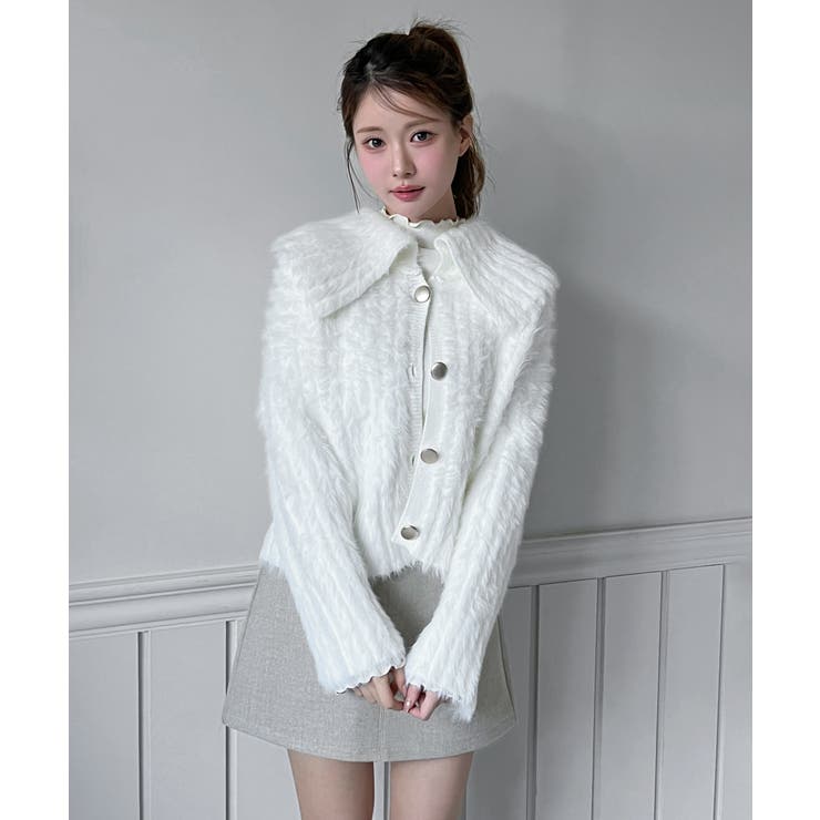 フラッフィーカラーボタンニットカーディガン 2025 AW | by muni:r | 詳細画像3 