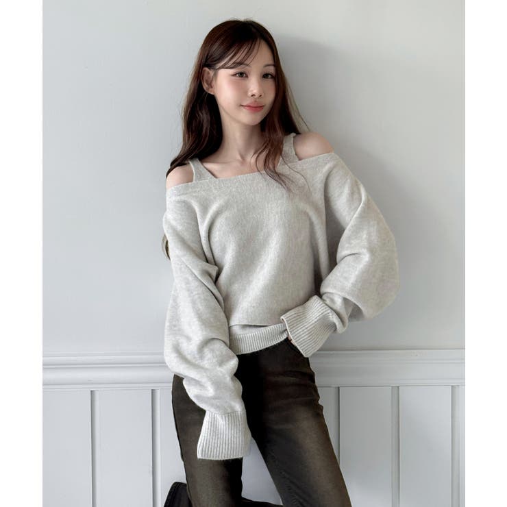 【着用動画あり 4色展開】レイヤード ニットボレロ | by muni:r | 詳細画像10 