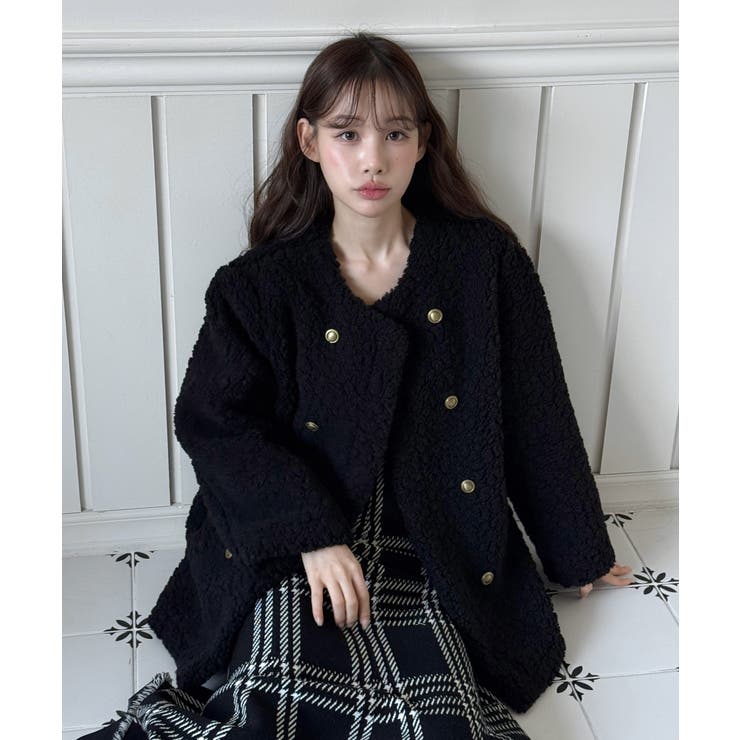 プードルファーダブルボタンジャケット/2025 AW COLLECTION | by muni:r | 詳細画像10 