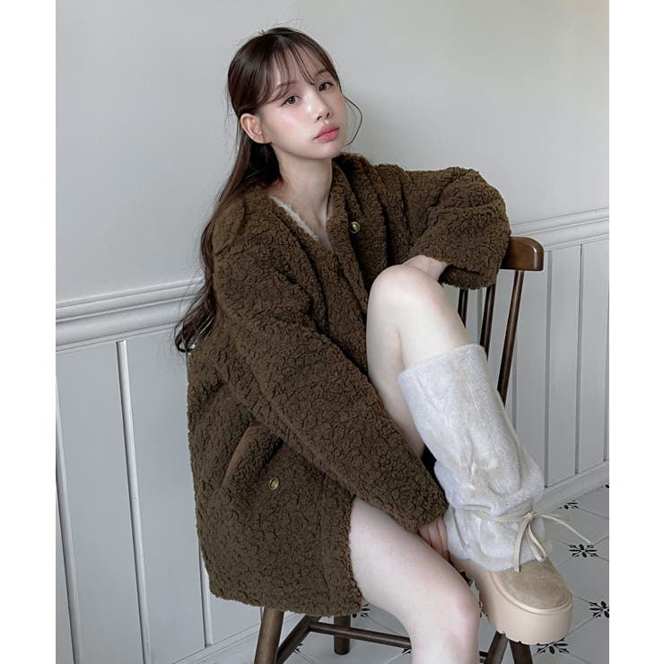 プードルファーダブルボタンジャケット/2025 AW COLLECTION | by muni:r | 詳細画像18 