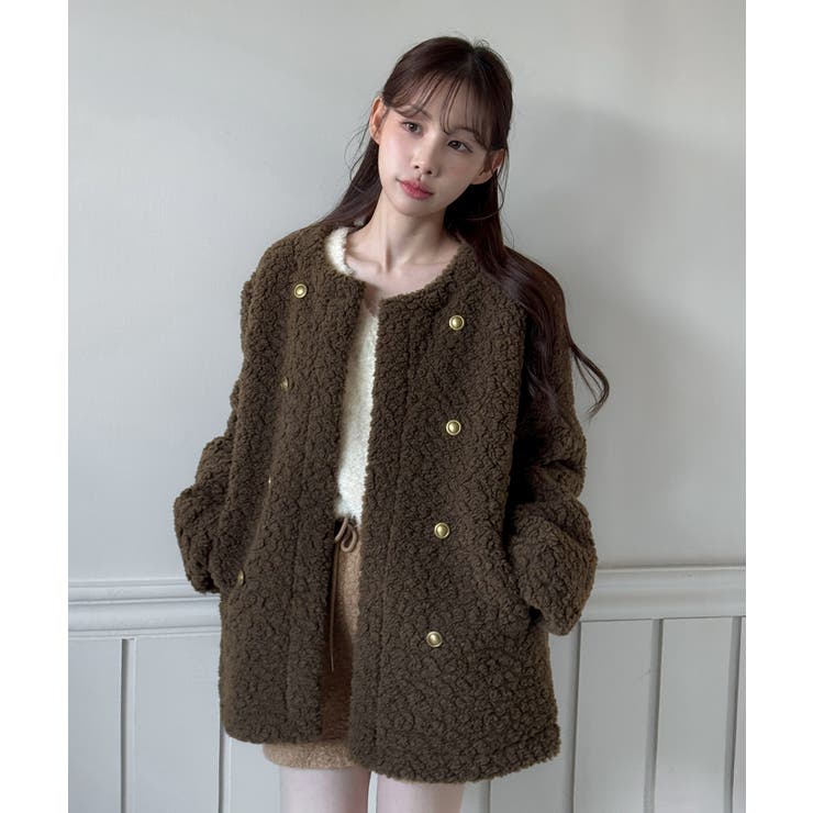 プードルファーダブルボタンジャケット/2025 AW COLLECTION | by muni:r | 詳細画像22 