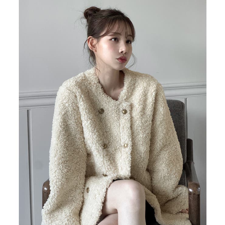 プードルファーダブルボタンジャケット/2025 AW COLLECTION | by muni:r | 詳細画像4 