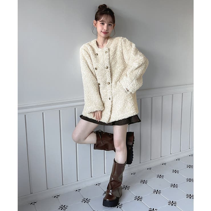 プードルファーダブルボタンジャケット/2025 AW COLLECTION | by muni:r | 詳細画像5 