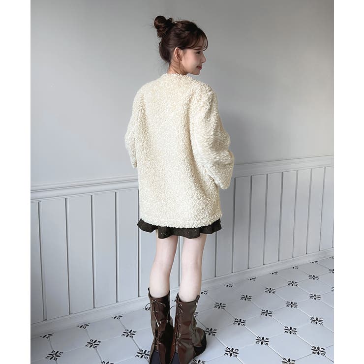 プードルファーダブルボタンジャケット/2025 AW COLLECTION | by muni:r | 詳細画像6 