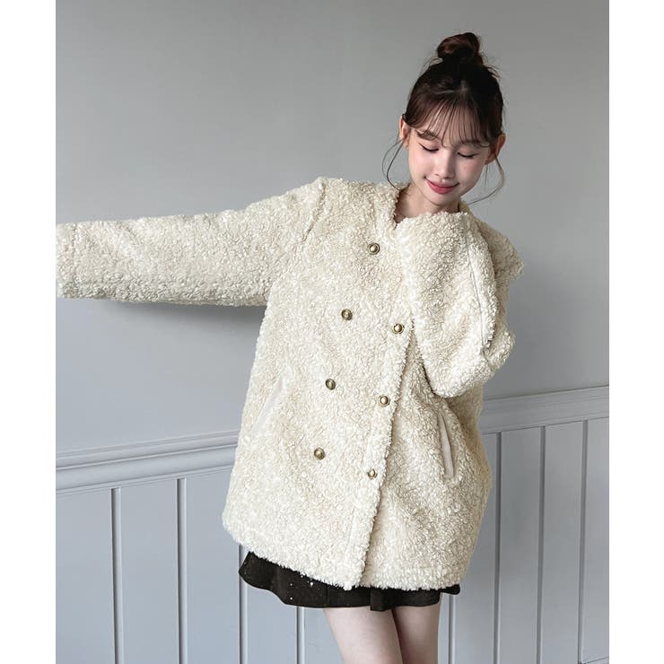 プードルファーダブルボタンジャケット/2025 AW COLLECTION | by muni:r | 詳細画像7 