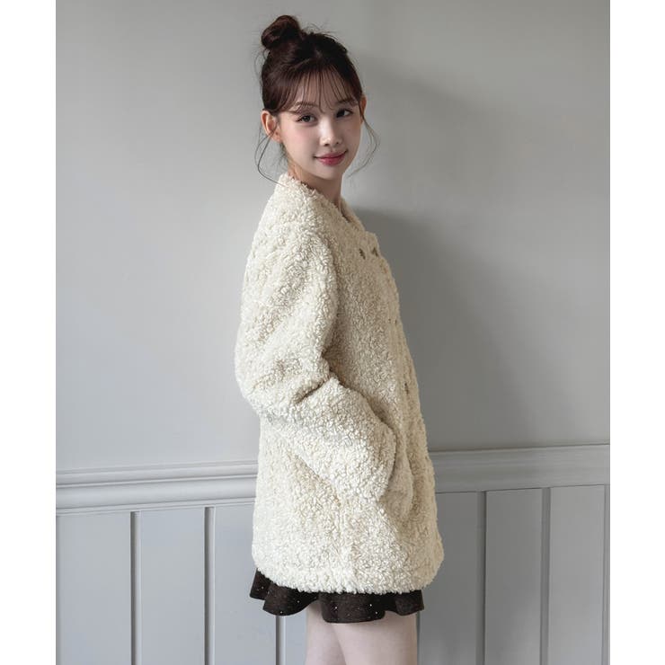 プードルファーダブルボタンジャケット/2025 AW COLLECTION | by muni:r | 詳細画像8 