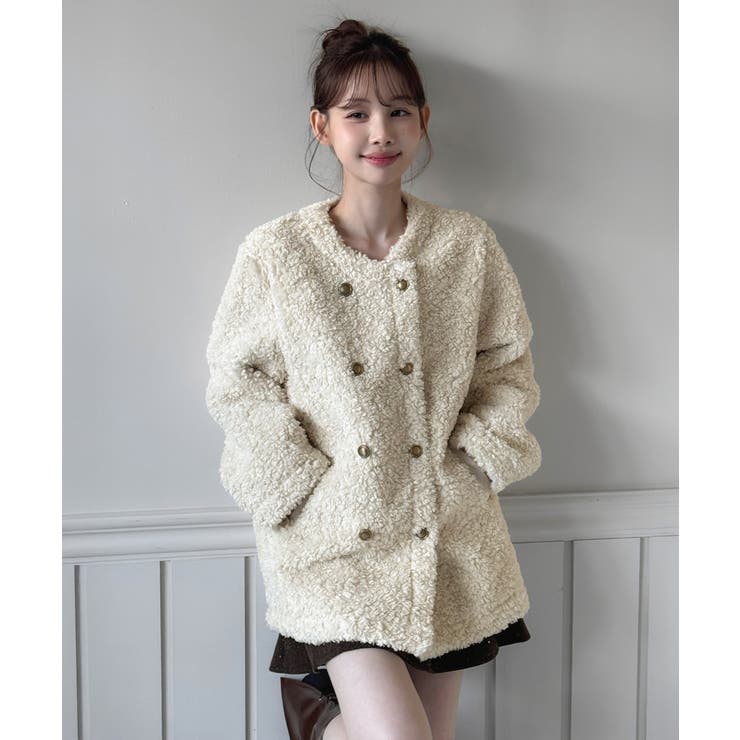 プードルファーダブルボタンジャケット/2025 AW COLLECTION | by muni:r | 詳細画像9 