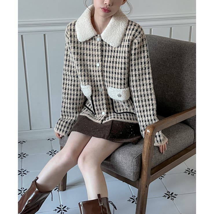 配色ポケット ハウンドトゥースニットジャケット 2025 | by muni:r | 詳細画像10 