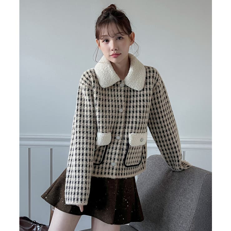 配色ポケット ハウンドトゥースニットジャケット 2025 | by muni:r | 詳細画像11 