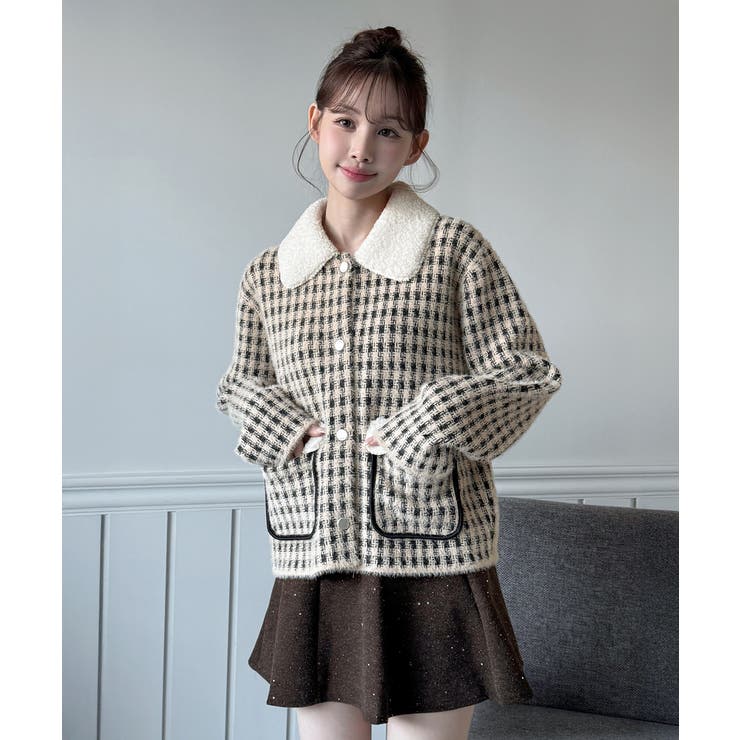 配色ポケット ハウンドトゥースニットジャケット 2025 | by muni:r | 詳細画像12 