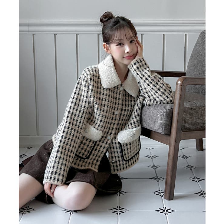 配色ポケット ハウンドトゥースニットジャケット 2025 | by muni:r | 詳細画像14 