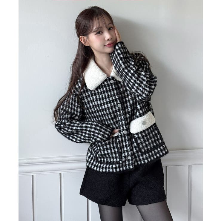 配色ポケット ハウンドトゥースニットジャケット 2025 | by muni:r | 詳細画像2 