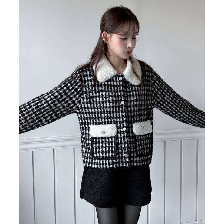配色ポケット ハウンドトゥースニットジャケット 2025 | by muni:r | 詳細画像3 