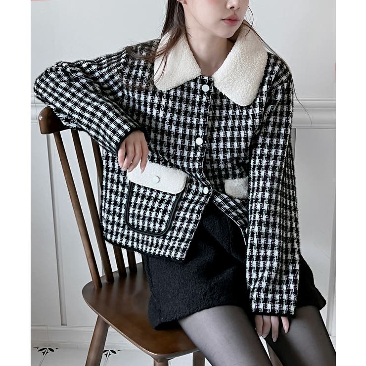 配色ポケット ハウンドトゥースニットジャケット 2025 | by muni:r | 詳細画像6 