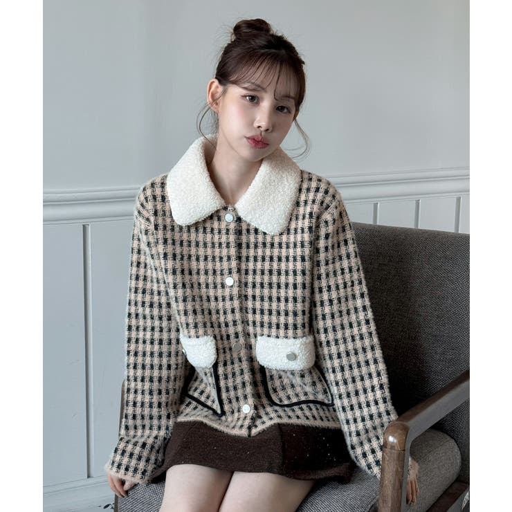 配色ポケット ハウンドトゥースニットジャケット 2025 | by muni:r | 詳細画像9 