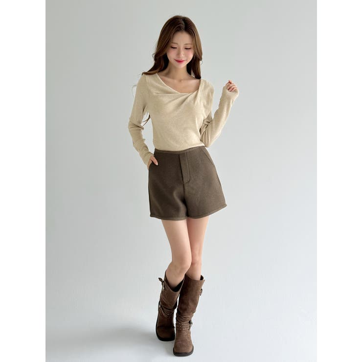 【着用動画あり 4色 2サイズ展開】クラシックウールショートパンツ | by muni:r | 詳細画像7 