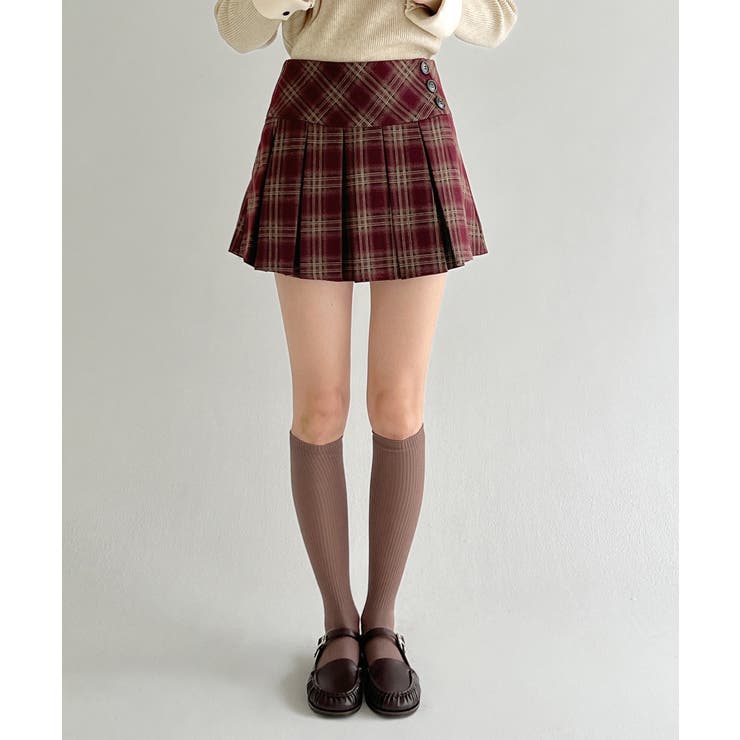 【着用動画あり 3色 2サイズ展開】クラシックチェックプリーツミニスカート | by muni:r | 詳細画像24 
