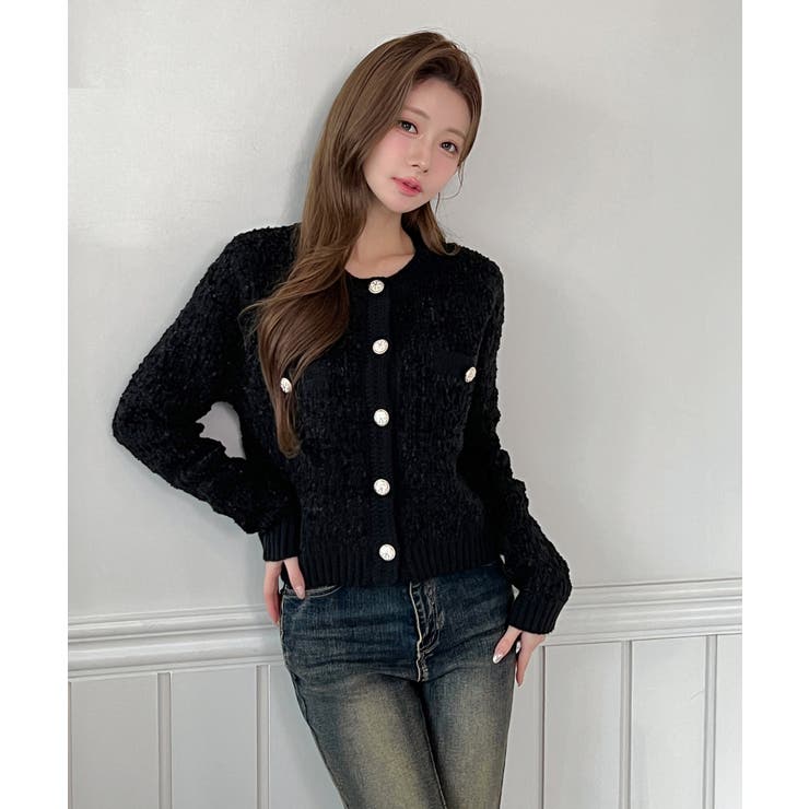 【着用動画あり 4色展開】フラワーボタンツイードニットカーディガン 2026 | by muni:r | 詳細画像10 
