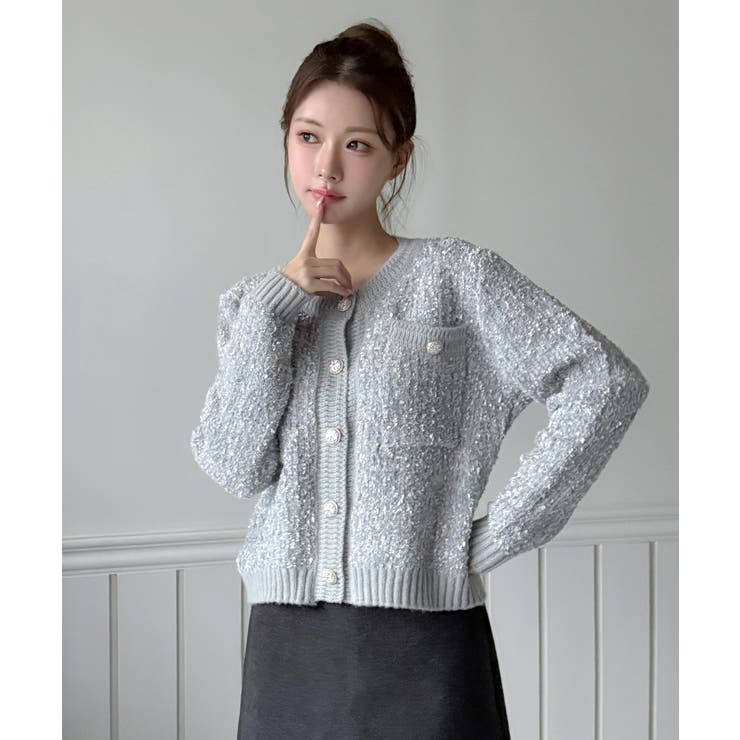 【着用動画あり 4色展開】フラワーボタンツイードニットカーディガン 2026 | by muni:r | 詳細画像17 