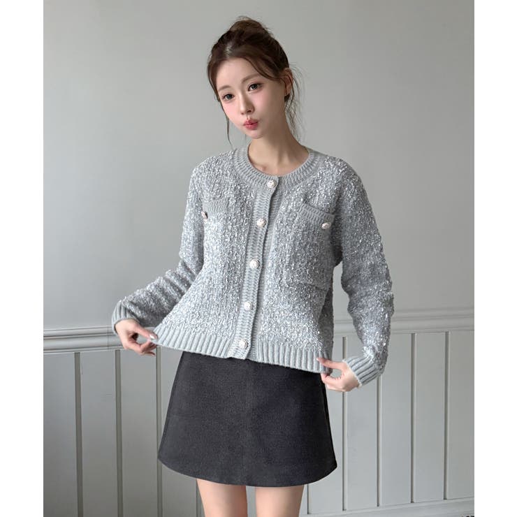 【着用動画あり 4色展開】フラワーボタンツイードニットカーディガン 2026 | by muni:r | 詳細画像18 