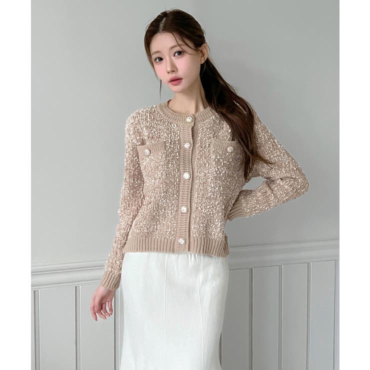 【着用動画あり 4色展開】フラワーボタンツイードニットカーディガン 2026 | by muni:r | 詳細画像25 