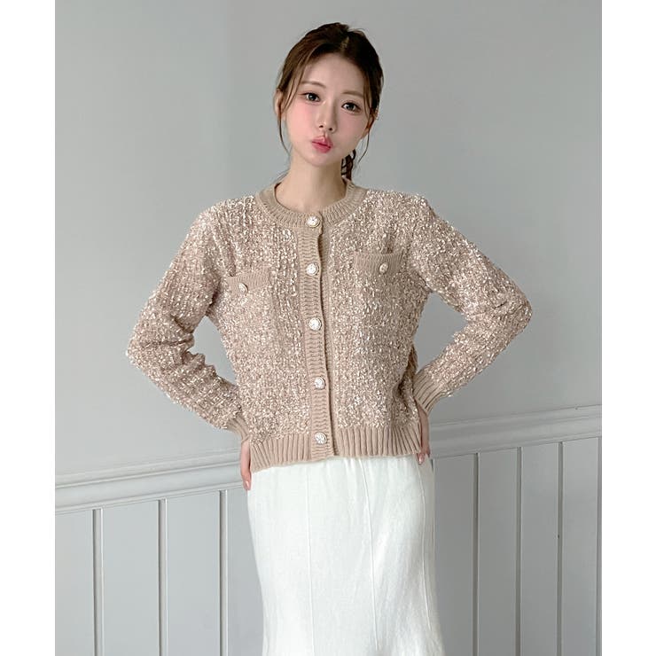 【着用動画あり 4色展開】フラワーボタンツイードニットカーディガン 2026 | by muni:r | 詳細画像26 