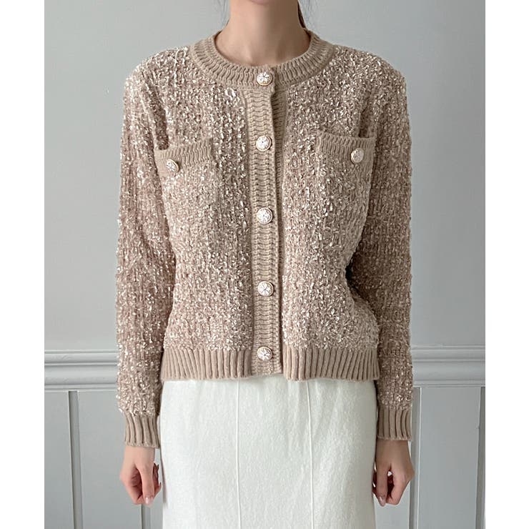 【着用動画あり 4色展開】フラワーボタンツイードニットカーディガン 2026 | by muni:r | 詳細画像29 