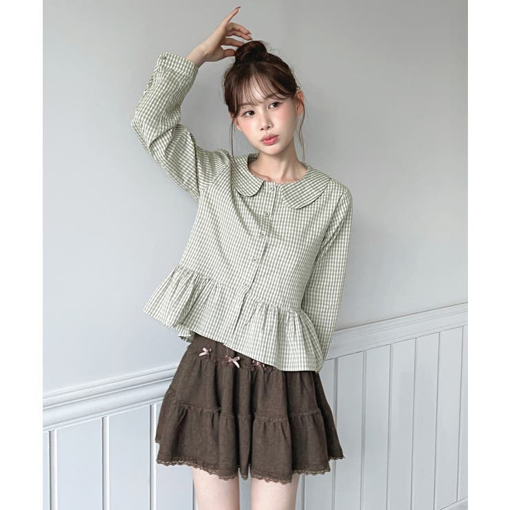 チェックペプラムカラーブラウス/2026 SS COLLECTION | by muni:r | 詳細画像12 