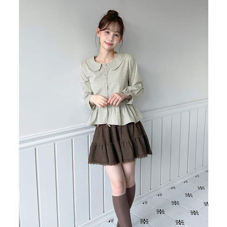 チェックペプラムカラーブラウス/2026 SS COLLECTION | by muni:r | 詳細画像13 