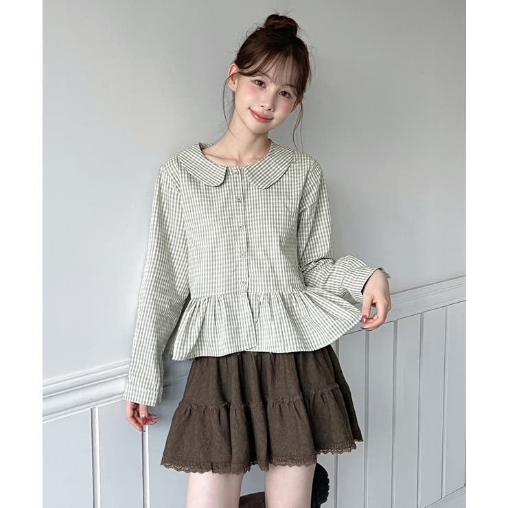 チェックペプラムカラーブラウス/2026 SS COLLECTION | by muni:r | 詳細画像14 