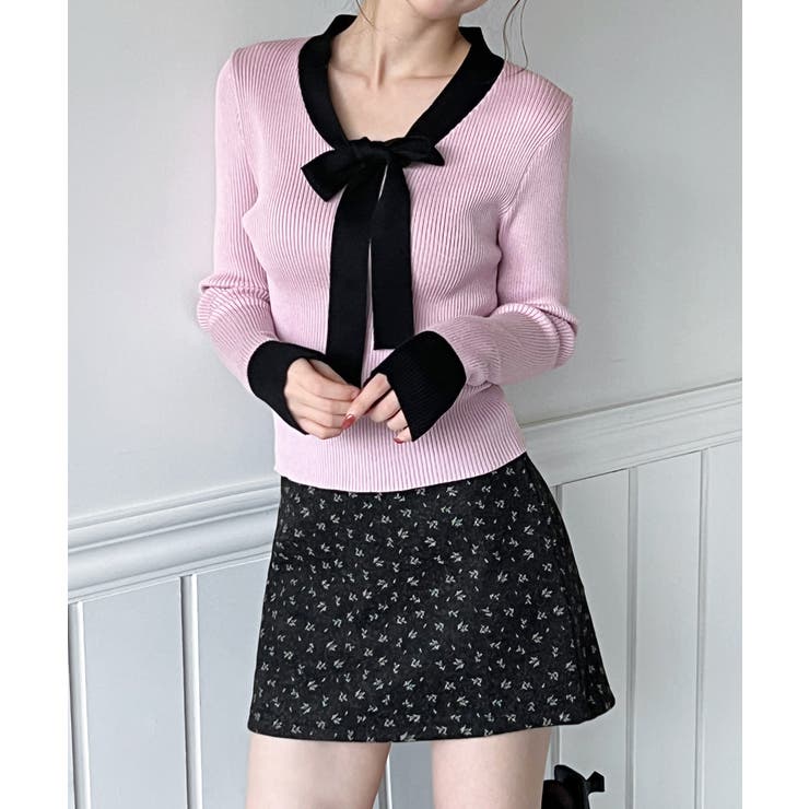 【2WAY】リボンタイ配色リブニット/2026 SS COLLECTION | by muni:r | 詳細画像12 